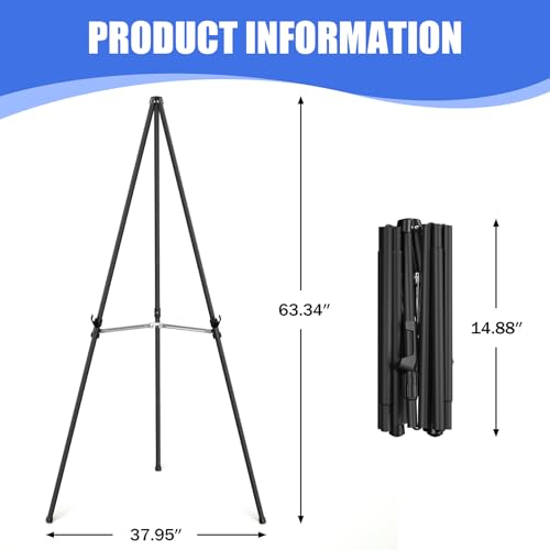 Easel Stand for Sign,63" Portable Metal Easel Stand for Wedding Sign,Adjustable Folding Art Easel for Display with Portable Bags(Black,4 Pack) - style: 4 pack
