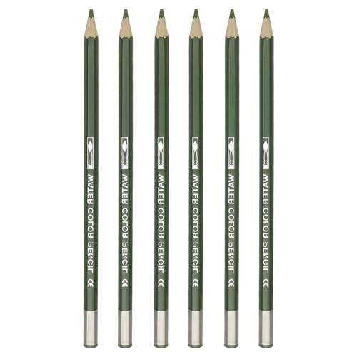 PATIKIL Watercolor Pencil, 6Pcs Water Soluble Pencils for Blending, Coloring, Sketch Drawing, Painting, Olive Green - color: Olive Green