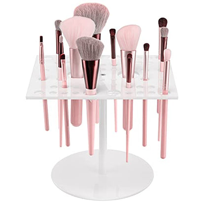 Jetec 54 Holes Acrylic Brush Holder Makeup Brush Drying Rack Collapsible Holder Stand for Acrylic Nail Lover(White) - color: White