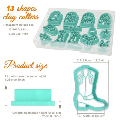 ORIGACH 13 Pcs Western Cowboy Polymer Clay Cutters Set Earring Clay Cutter DIY Craft Supplies for Earring and Jewelry Making - style: Western Cowboy