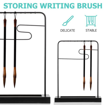 COHEALI Iron Brush Pen Holder 14.56X10.62X2.00In Wrought Calligraphy Brush Rack Home Desk Display Organizer for Writing and Art Supplies