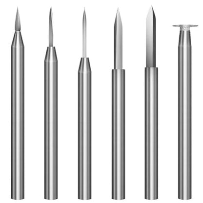 Wood Carving Drill Bits Set for Dremel Rotary Tool 6Pcs Engraving Drill Accessories Bit Wood Crafts Grinding Woodworking Tool with 3mm Shank for Carving Drilling Micro Sculpture