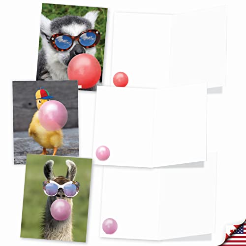The Best Card Company - 10 Adorable Note Cards Blank (4 x 5.12 Inch) - Wildlife and Animal Cards, Assorted Boxed Set - Balloon Animals AM6837OCB-B1x10 - style: Balloon Animals