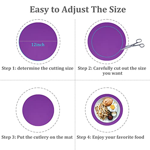 Silicone Microwave Mat 12 Inch, Non Stick Turntable Safe Baking Mat for Kitchen, Multi Purpose Heat Resistant Oven Mat, Trivet Mat, Placemat 2 Pack(Purple) - color: Purple