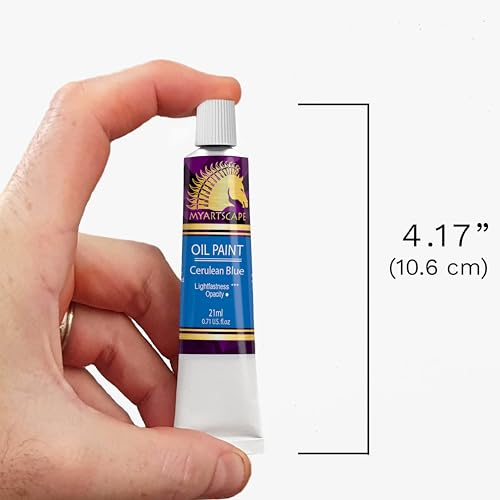 MyArtscape Oil Paint Set, 12 Colors, 12 x 0.71 fl oz (21 ml) Tubes, Artist Quality Lightfast Heavy Body Highly Pigmented Oil Paints with Excellent Coverage, Professional Painting Supplies