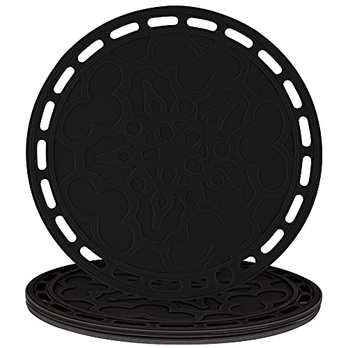 Silicone Trivet Mat Big Round Silicone Pot Holder Hot Pads and Trivets for Hot Dishes and Hot Pots, Hot Mats for Countertops, Tables, Spoon Rest Small Place Mats Set of 3 Color Black - color: C: Black