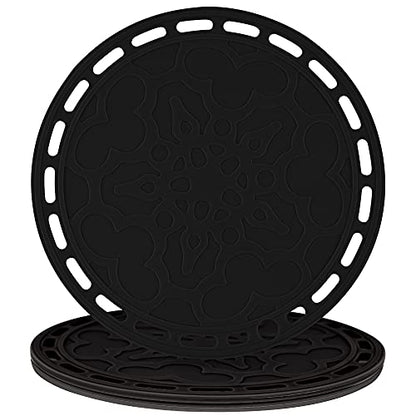 Silicone Trivet Mat Big Round Silicone Pot Holder Hot Pads and Trivets for Hot Dishes and Hot Pots, Hot Mats for Countertops, Tables, Spoon Rest Small Place Mats Set of 3 Color Black - color: C: Black