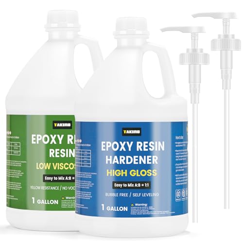 1 Gallon Crystal Clear Epoxy Resin Kit, High Gloss Bubble Free Resin for Jewelry, Coasters, Molds, Art & DIY Projects, Self-Leveling 1:1 Casting & Coating Resin - size: 2 Gallon
