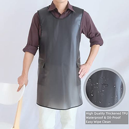 Waterproof Cross Back Apron, Shortened Design Waterproof Apron, Japanese Style Aprons with Pockets, X Cross Halter Apron, Cooking Aprons for Dishwashing, Cleaning Work with Water - Black Translucent - color: White Translucent, style: 1# Style-rounded Edge