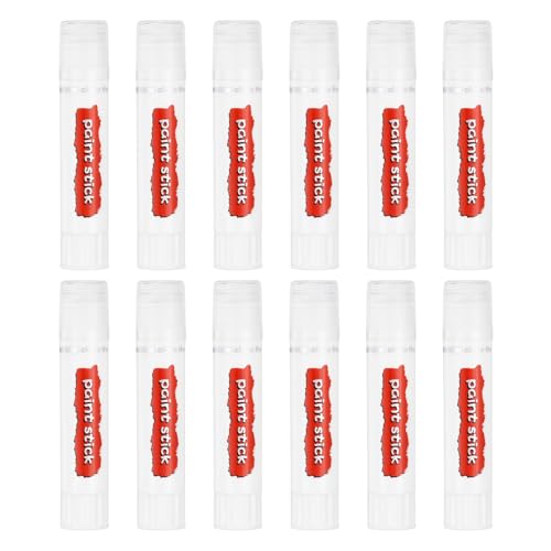 PATIKIL Tempera Paint Sticks, 12 Pcs Solid Tempera Paints Sticks Washable Bulk Markers Pen Quick Drying for Artists Beginners Art Supplies, White - color: White