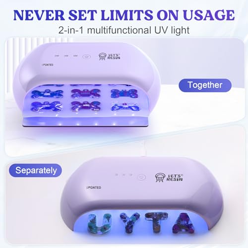 Bundle Set of UV Light Purple and Cabochon Gems Resin Molds, 36 Cavities Thicker&Shiny UV Resin Molds Jewelry with 16 pcs Pendant Trays, Epoxy Molds forPendant,Earrings