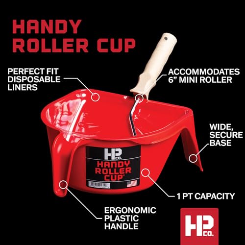 Handy Paint Roller Cup, Fits Mini Rollers up to 6-Inches, Easy Cleanup, 1 Pint Paint Holder, Comfort Grip Handle, 6 Pack - size: Roller Cup – 6 Pack