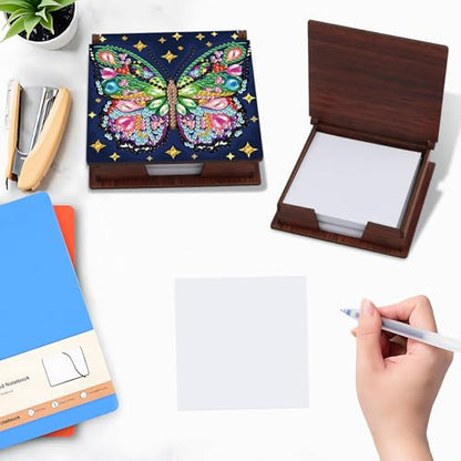 Diamond Painting Kit memo Box, Diamonds Art DIY Colorful Butterfly Patterns Sticky Note Box Special Shape Drill, with 160 Sticky Note, Ideal for Home Office Supplies, Handicrafts, Holiday Gifts - color: Colorful butterfly
