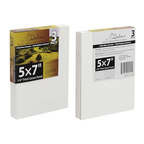 Jerry's Artarama Da Vinci Dual Sided Pro Panel Board - 30-Pack, 5x7 6mm Deep Panels for Painting - Archival, Acid-Free Art Supplies - Ultra-Smooth & Medium Textured Paint Surfaces - size: 5x7"