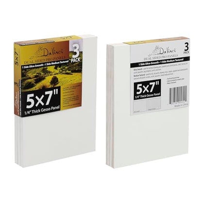 Jerry's Artarama Da Vinci Dual Sided Pro Panel Board - 30-Pack, 5x7 6mm Deep Panels for Painting - Archival, Acid-Free Art Supplies - Ultra-Smooth & Medium Textured Paint Surfaces - size: 5x7"