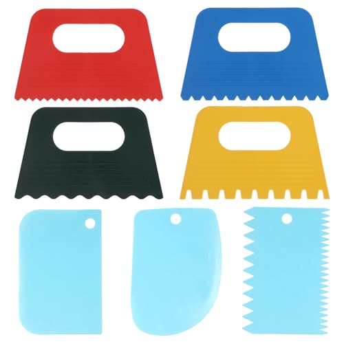 7Pcs Plastic Thickened Scraper, 4 Colors Oil Painting Palette Knife Dough Scraper Colored Pigment Scraper Tool for Arts Crafts Scraping Pottery Painting Tools Drawing Acrylic Putty