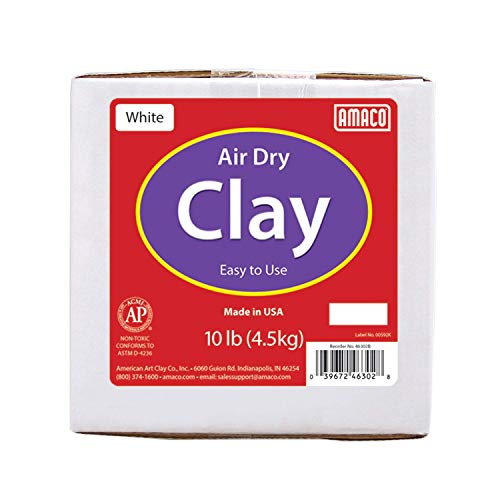 AMACO 4630-2B Air Dry Modeling Clay, 10-Pound, White - size: White, 10 lbs.