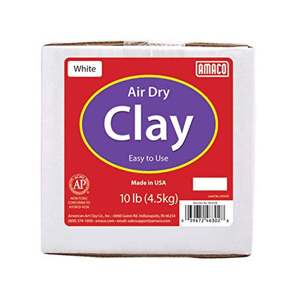 AMACO 4630-2B Air Dry Modeling Clay, 10-Pound, White - size: White, 10 lbs.