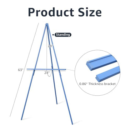NianFeng Wooden Easel Stand for Sign, Easel Display Stand Floor for Wedding Sign with Adjustable Tray, 63-Inch, Tripod A-Frame Poster Light Duty, Welcome, Art Show & Baby Shower (Blue) - color: Blue
