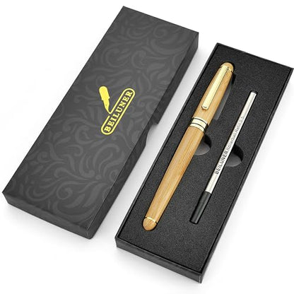 BEILUNER Luxury Wood Ballpoint Pen Writing Set,Bamboo-Elegant Nature Nice Gift Pen Set for Signature Executive Business Office Fancy Writing Supplies - Christmas Gift Boxed with Spare Refills (Black) - color: Bamboo
