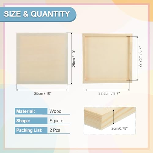 MECCANIXITY 2 Pack Wood Canvas Boards, 10x10 Inch Art Canvases Square Unfinished Wood Panel for Painting, Crafts, DIY Projects, Pouring Art - size: 10x10 Inch