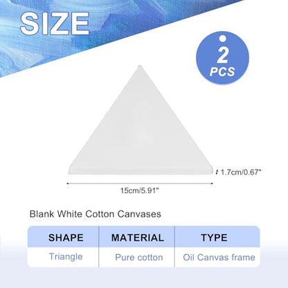 PATIKIL 2 Pcs Triangle Shaped Canvas Board, 6''x6'' Blank Painting Board Panels Pure Cotton Stretched Canvas for Painting Acrylic Oil Creative Art Projects, White - size: 6''x6''