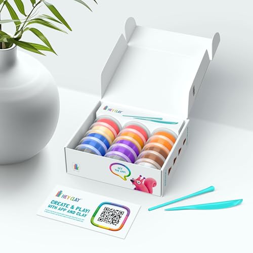 HEY CLAY Set - Colourful Modeling Air Dry Clay Kit for Kids 15 cans and Sculpting Tools with Fun Interactive Instructions App - Children 3+ (Forest Animals) - style: Forest Animals