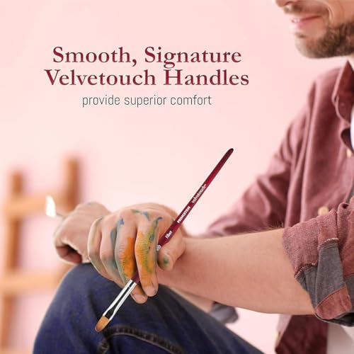 Princeton Velvetouch Pro Mixed Media Paint Brush Set 4-Piece | Series 3950 Synthetic Brushes for Acrylic, Watercolor, Gouache & Oil | Smooth Control, Durable Vegan Bristles, Artist & Student Quality
