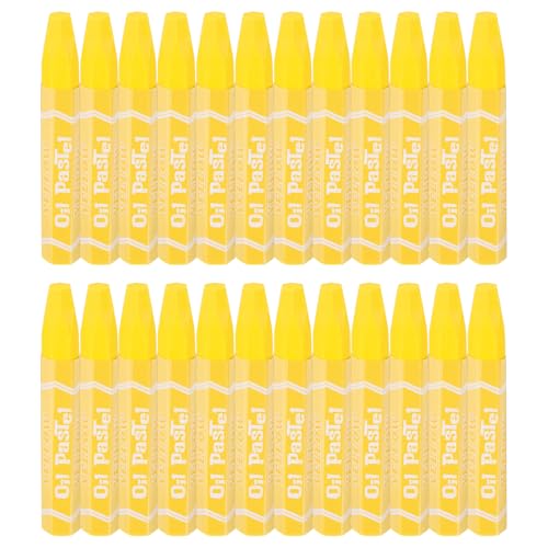 YOKIVE 24Pcs Soft Oil Pastels, Bright Colors Creamy Pastels Stick, Great for Artists Beginners Coloring Sketching (Yellow, 2.87x0.43 Inch) - color: Yellow