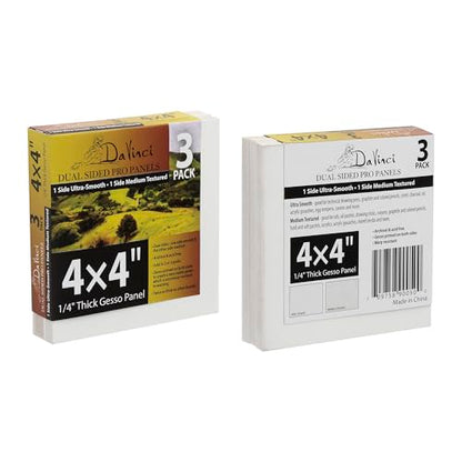Jerry's Artarama Da Vinci Dual Sided Pro Panel Board - 30-Pack, 4x4 6mm Deep Panels for Painting - Archival, Acid-Free Art Supplies - Ultra-Smooth & Medium Textured Paint Surfaces - size: 4x4"