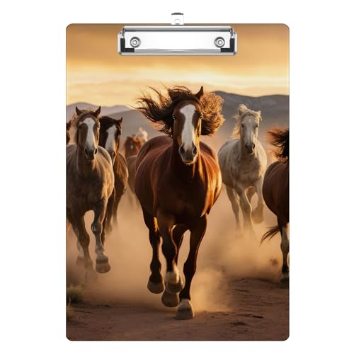 Running Horse Clipboard Decorative Clip Board with Metal Clip A4 Standard Size 12.5" X 8.7" for Teacher Students Nurses Office - color: Running Horse