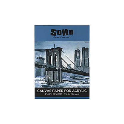 SoHo 180 GSM Acrylic Canvas Paper Pad 9x12 20-Sheets - 12 Pack - size: 9x12" - 12 Pack