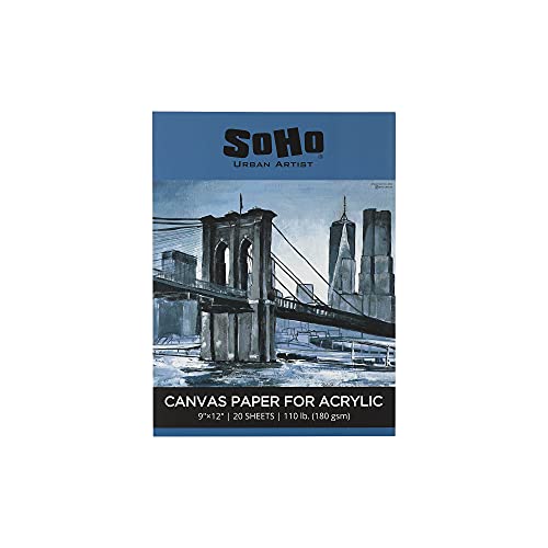 SoHo Urban Artist Acrylic Canvas Pads - Textured Canvas Paper Pad for Painting, Drawing, Pastels, Travel, & More! - [Single - 9x12] - size: 9x12"