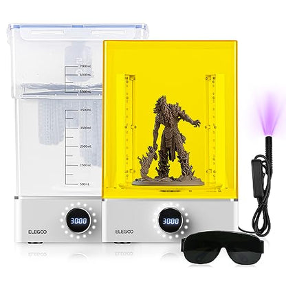 ELEGOO Mercury XS Bundle, Wash and Cure Machine for Large Resin 3D Printed Models, Compatible with Saturn and Mars LCD 3D Printers, with a Handheld UV Lamp - style: Mercury XS Bundle-L
