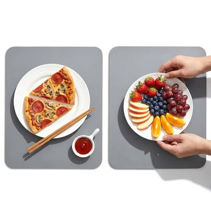 2pcs Silicone Mat for Crafts, 9.45 X 7.87 In Silicone Mat for Kitchen Counter, Heat Resistant Non-Slip Counter top Protector, Placemat, Baking (Dark Gray)