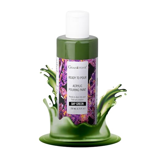 GRANOTONE Premium Acrylic Pouring Paint, Ready-to-Use, Superior High-Flow Formula, Ideal for Canvas, Wood, Paper, Craft & Fluid Art Project 200 ml (SAP GREEN) - color: SAP GREEN