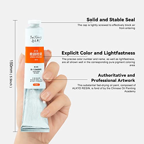 Paul Rubens Oil Paint, 12 Neon Colors with High Saturation, 50ml Large Tubes, Faster Drying Time, Art Supplies for Artists, Students, Beginners - color: 12 Neon Colors