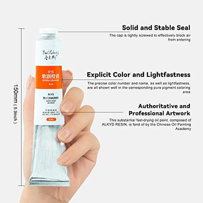 Paul Rubens Oil Paint, 12 Neon Colors with High Saturation, 50ml Large Tubes, Faster Drying Time, Art Supplies for Artists, Students, Beginners - color: 12 Neon Colors