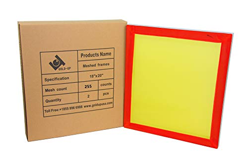 18 x 20 Inch Pre-Stretched Aluminum Silk Screen Printing Frames with 255 Yellow Mesh (2 Pack Screens)