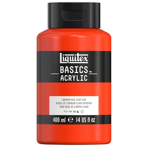 Liquitex BASICS Acrylic Paint, 400ml (13.5-oz) Bottle, Cadmium Red Light Hue - color: Cadmium Red Light Hue, size: 13.5 Fl Oz (Pack of 1)
