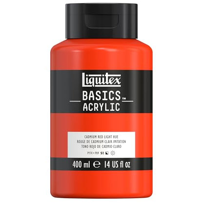 Liquitex BASICS Acrylic Paint, 400ml (13.5-oz) Bottle, Cadmium Red Light Hue - color: Cadmium Red Light Hue, size: 13.5 Fl Oz (Pack of 1)