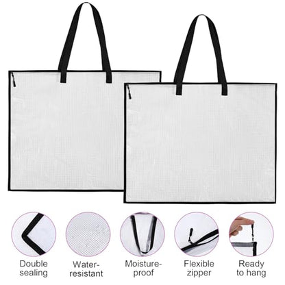 4PCS 25x19 Inch Art Portfolio Case, Posters Storage Bag, Zippered Storage Folder Bags with Handles, Waterproof Mesh Organizer for Posters, Artwork, Bulletin Boards and Scrapbooks