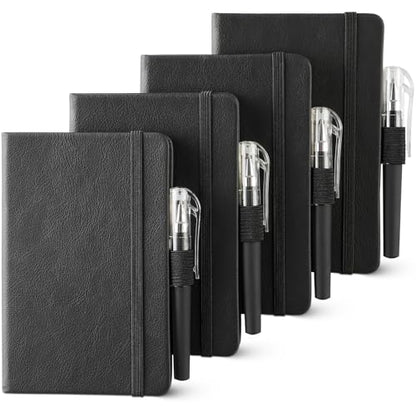 NETANY 4 Pack Small Notebook Pocket Notebook, A6 Mini Leather Hardcover Journal, 3.7" X 5.7", 416 Pages Note Pads, Black - color: Black