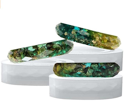 Funshowcase Multi-Faceted Boho Resin Ring Silicone Mold for Liquid Clay Crafting, Resin Epoxy, Jewelry Making Flat 17mm 16.6mm 16mm US Size 5-6