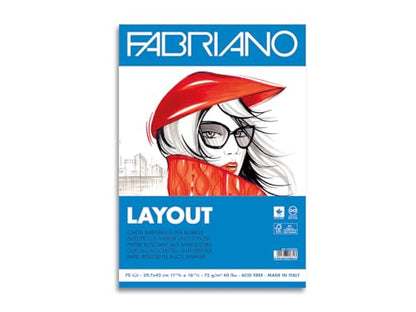 Fabriano Layout Marker Pad, 40 lb./75 GSM, 70 Sheets, 8.25" x 11.7"