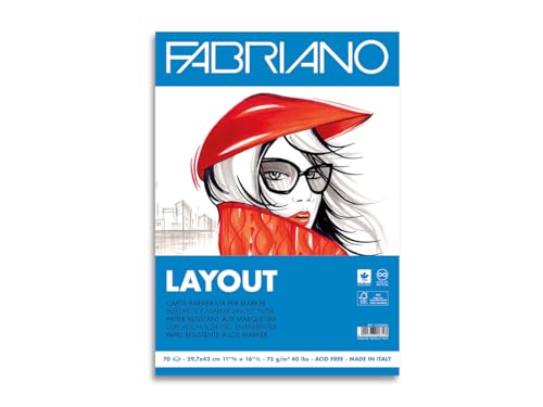 Fabriano Layout Marker Pad, 40 lb./75 GSM, 70 Sheets, 8.25" x 11.7"