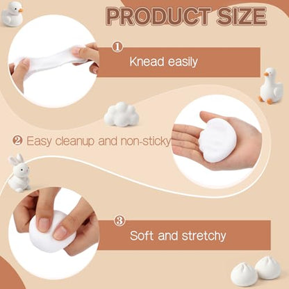 VioraWhite 48 Pcs Air Dry Clay 1.6lb Modeling Clay Kit Soft & Stretchable Magic Foam for Kids DIY Molding, Arts & Crafts, Boys Girls Party Favors, Cosplay Sculpting Supplies(White) - color: White