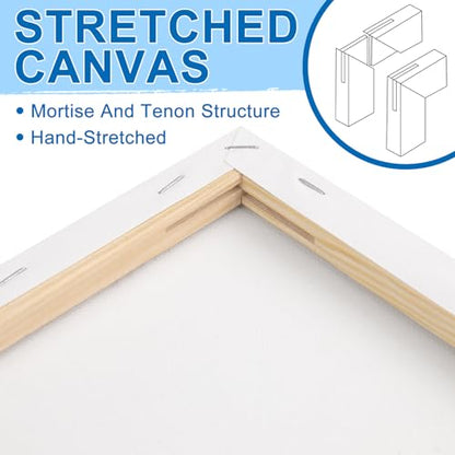 ESRICH Stretched Canvas for Painting, 3 Pack 9x12 Inch Canvas Value Pack,Primed Acid-Free Cotton Blank Canvases, Painting Canvas for Oil & Acrylic Paint. - size: 9x12in 3pack
