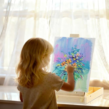 LUCYCAZ Tabletop Easel for Painting, Adjustable Wooden Sketchbox Art Easel, Portable Desktop Painting Easel for Adult, Student, Artist, Beginner