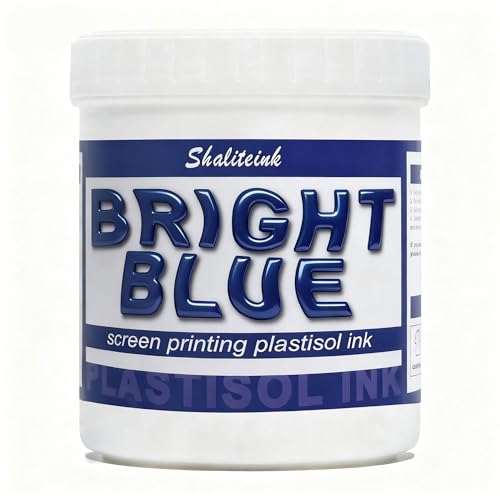 Shaliteink® Screen Printing Plastisol Ink Bright Blue - Highly Opaque Screen Printing Ink for Cotton, Polyester and Other Fabrics (8oz.) - color: Bright Blue, size: 8 fl oz